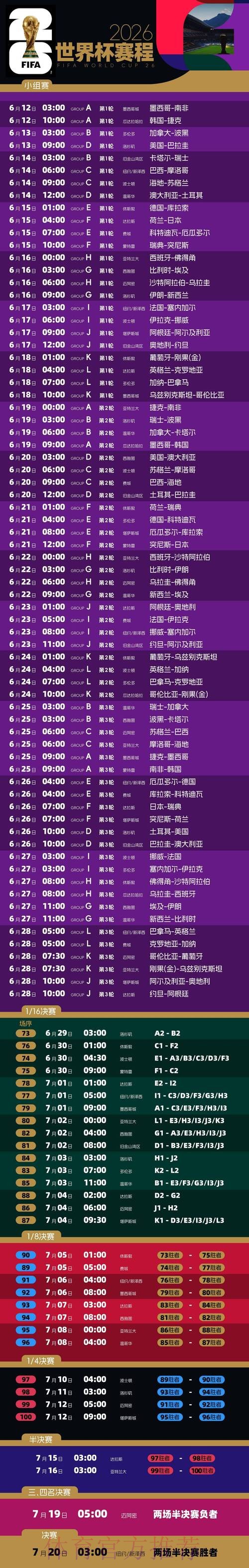 2026世界杯赛程最新完整安排怎么看 2026世界杯赛程最新完整安排怎么看